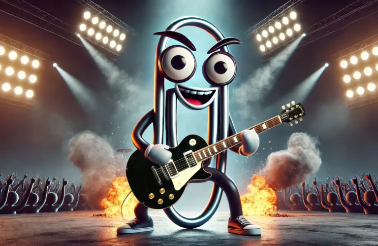 Blog Header Image: Clippy plays guitar